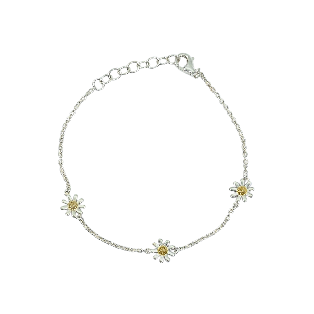 Silver Daisy Bracelet 8 Inches