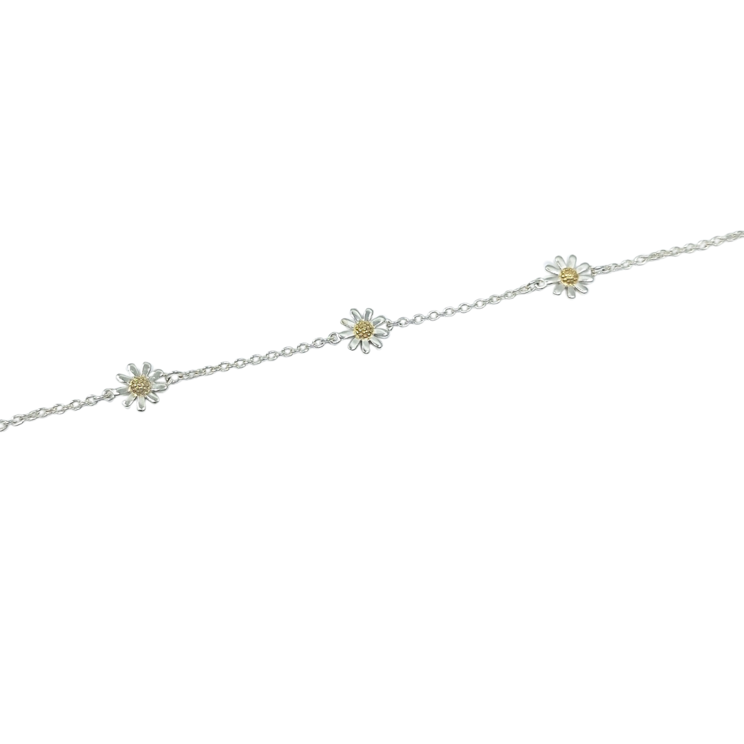 Silver Daisy Bracelet 8 Inches