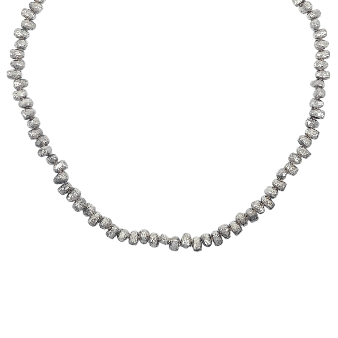 Silver Solid Nugget Necklace 16 Inches