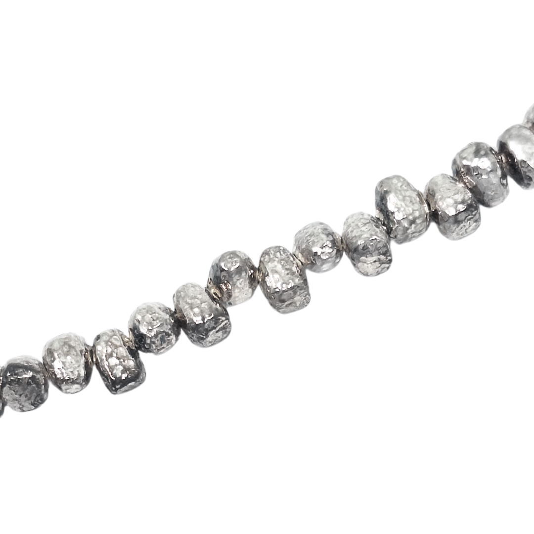 Silver Solid Nugget Necklace 16 Inches