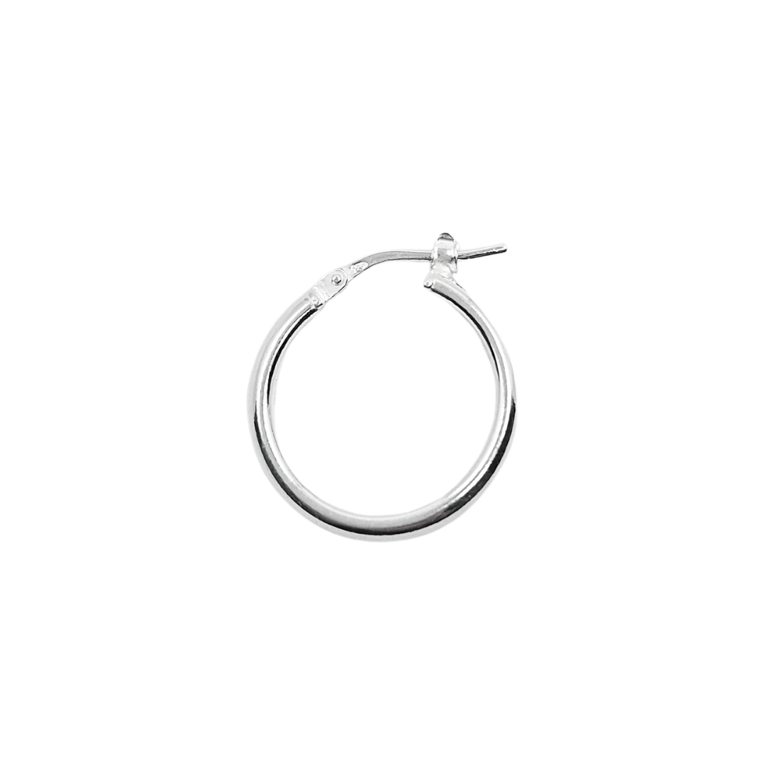 Silver D-Shape Plain Hoop Creole Earrings