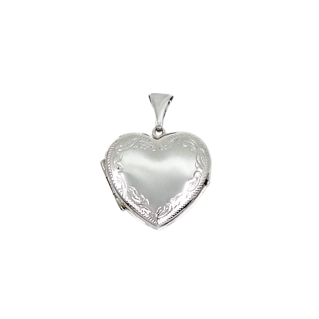 Silver Engraved Heart Locket