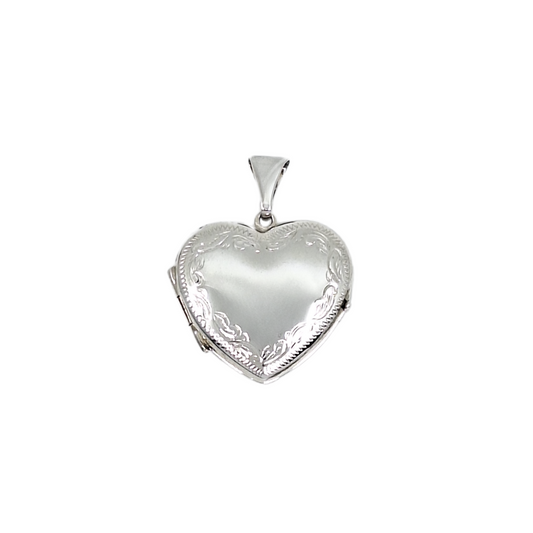 Silver Engraved Heart Locket