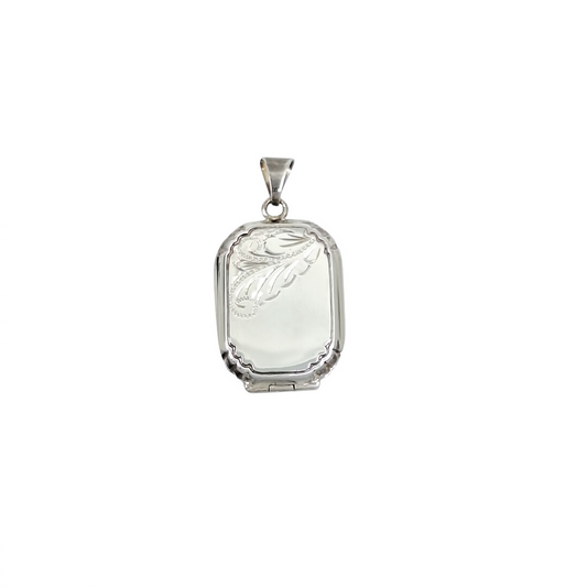 Silver Square Engraved Locket