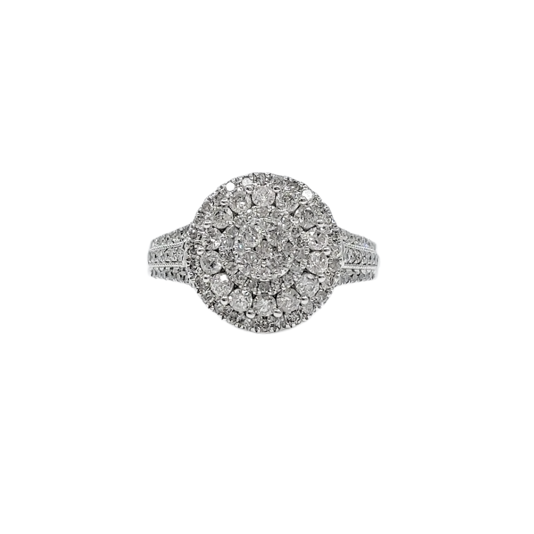10ct White Gold & Diamond Round Cluster Ring