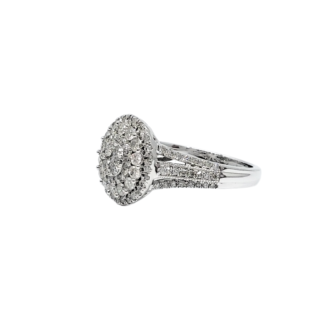 10ct White Gold & Diamond Round Cluster Ring
