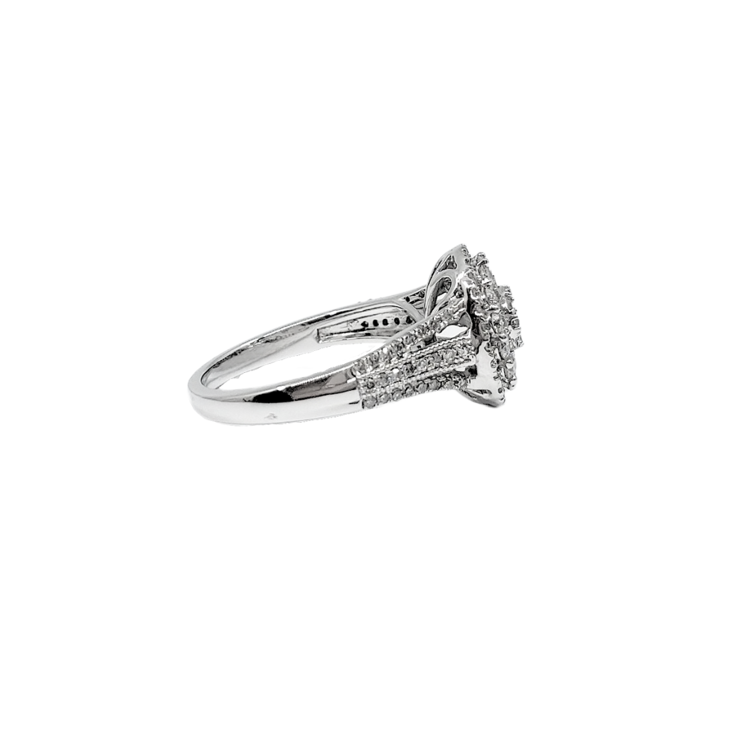 10ct White Gold & Diamond Round Cluster Ring