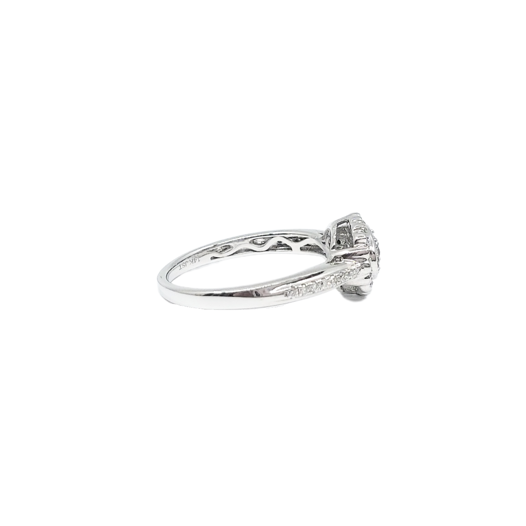 14ct White Gold & Diamond Oval Cluster Ring