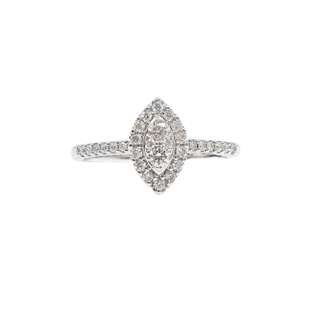 14ct White Gold & Diamond Marquise Cluster Ring