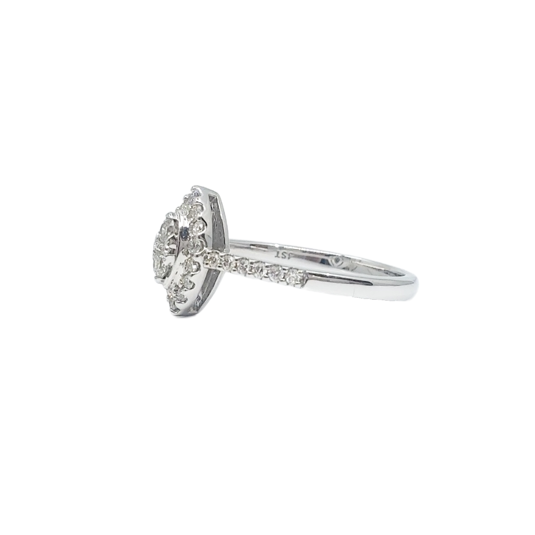 14ct White Gold & Diamond Marquise Cluster Ring