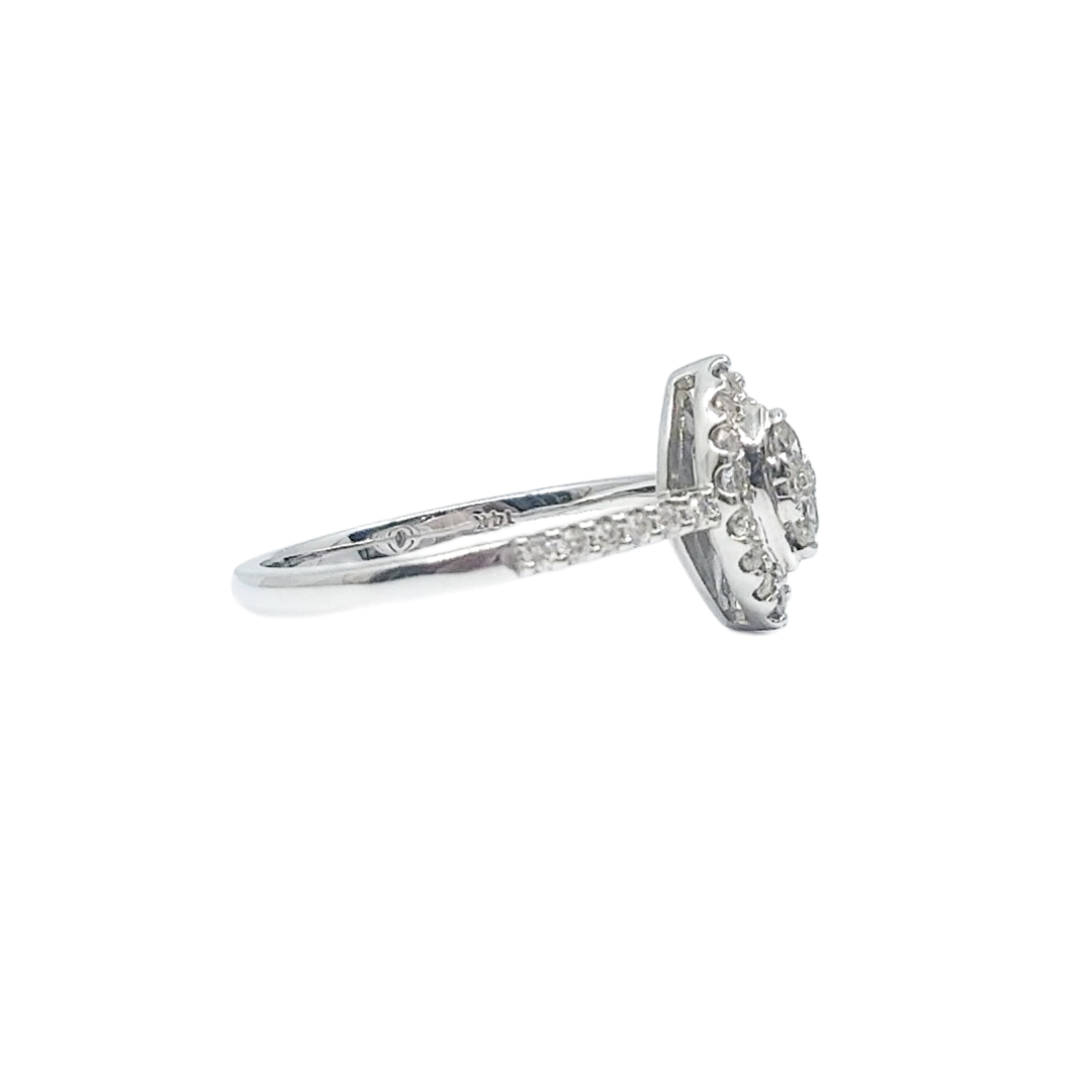 14ct White Gold & Diamond Marquise Cluster Ring