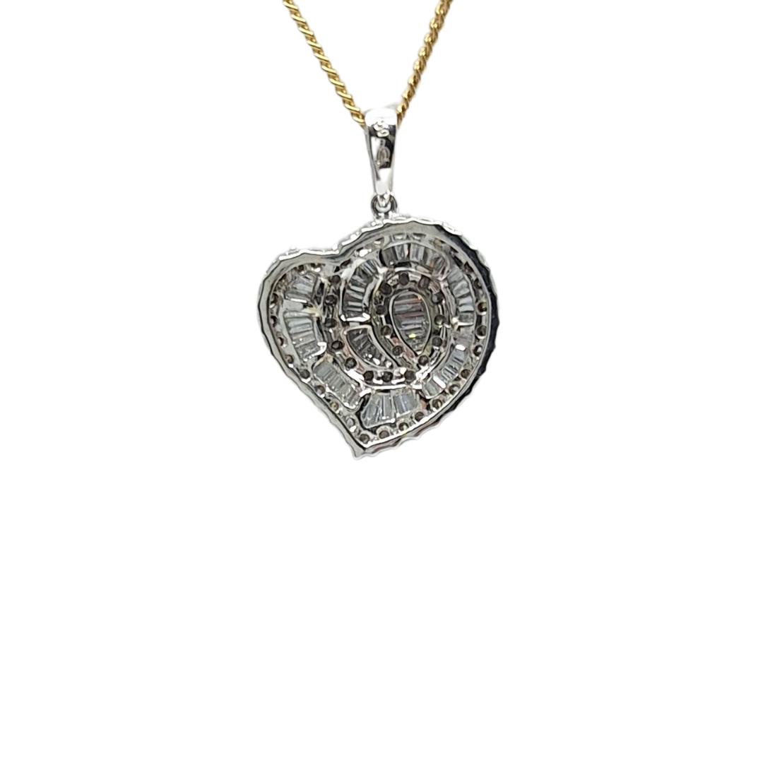 14ct White Gold Diamond Heart Pendant
