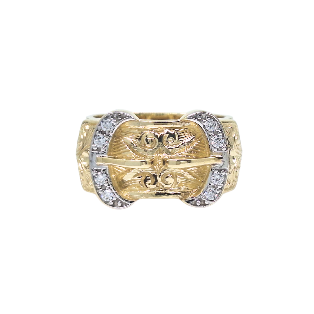 9ct Yellow Gold CZ Buckle Ring