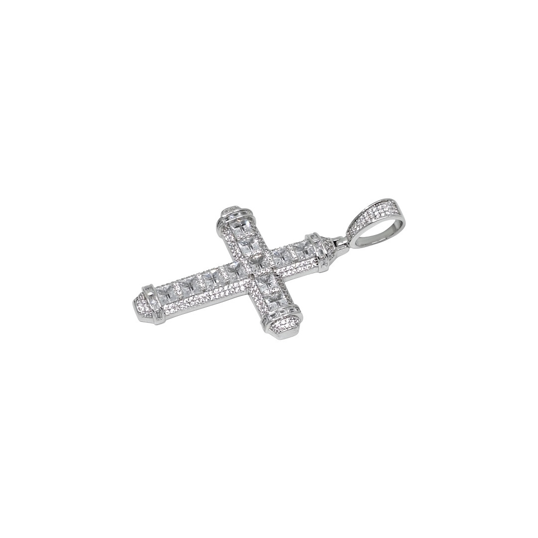 Silver CZ Cross Pendant