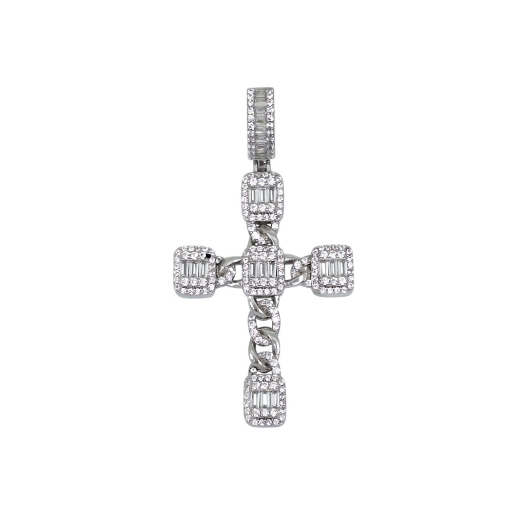 Silver CZ Cross Pendant