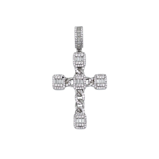 Silver CZ Cross Pendant