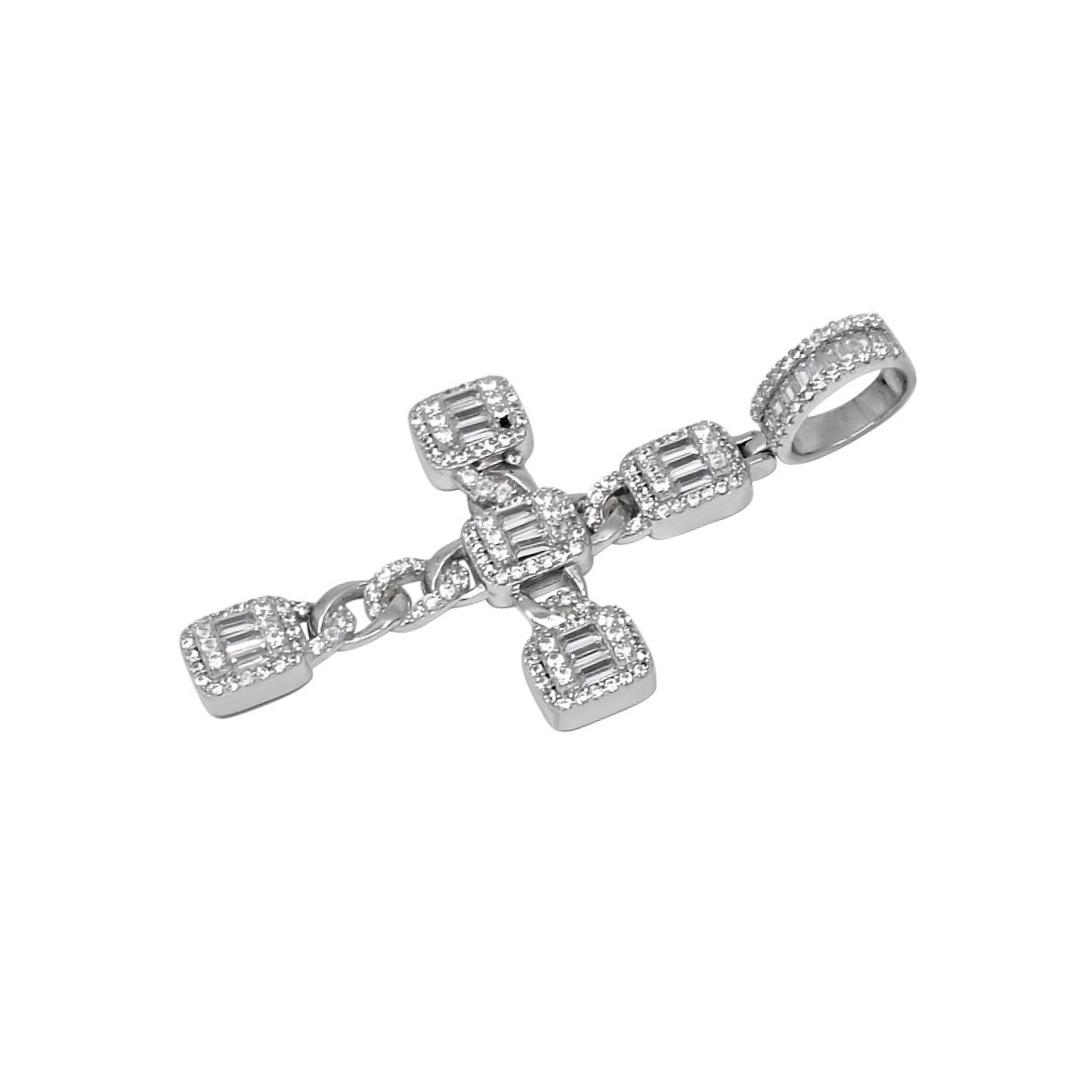 Silver CZ Cross Pendant