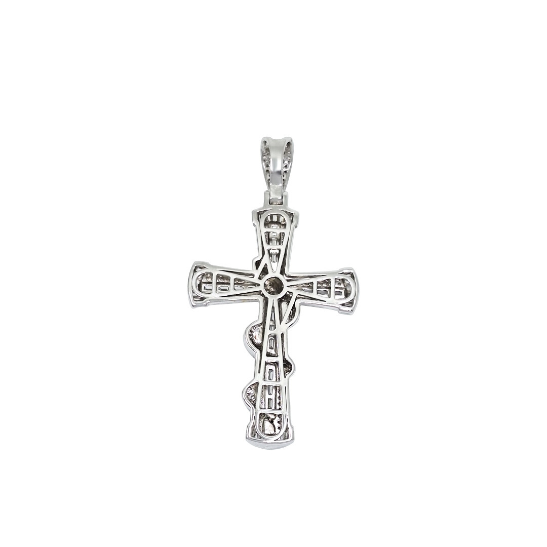 Silver Snake CZ Cross Pendant