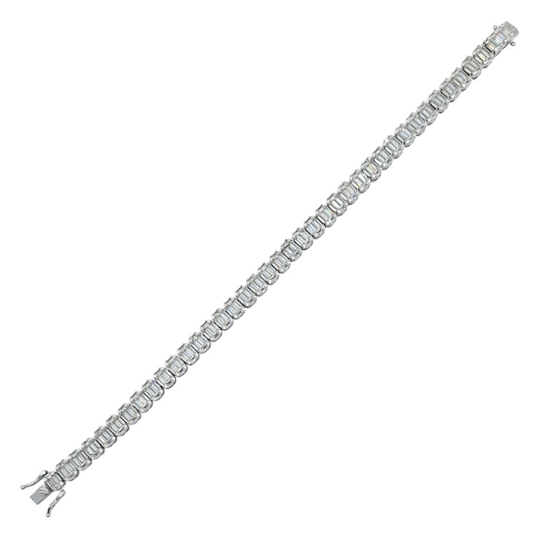 Silver CZ Baguette Tennis Bracelet 8.5 Inches