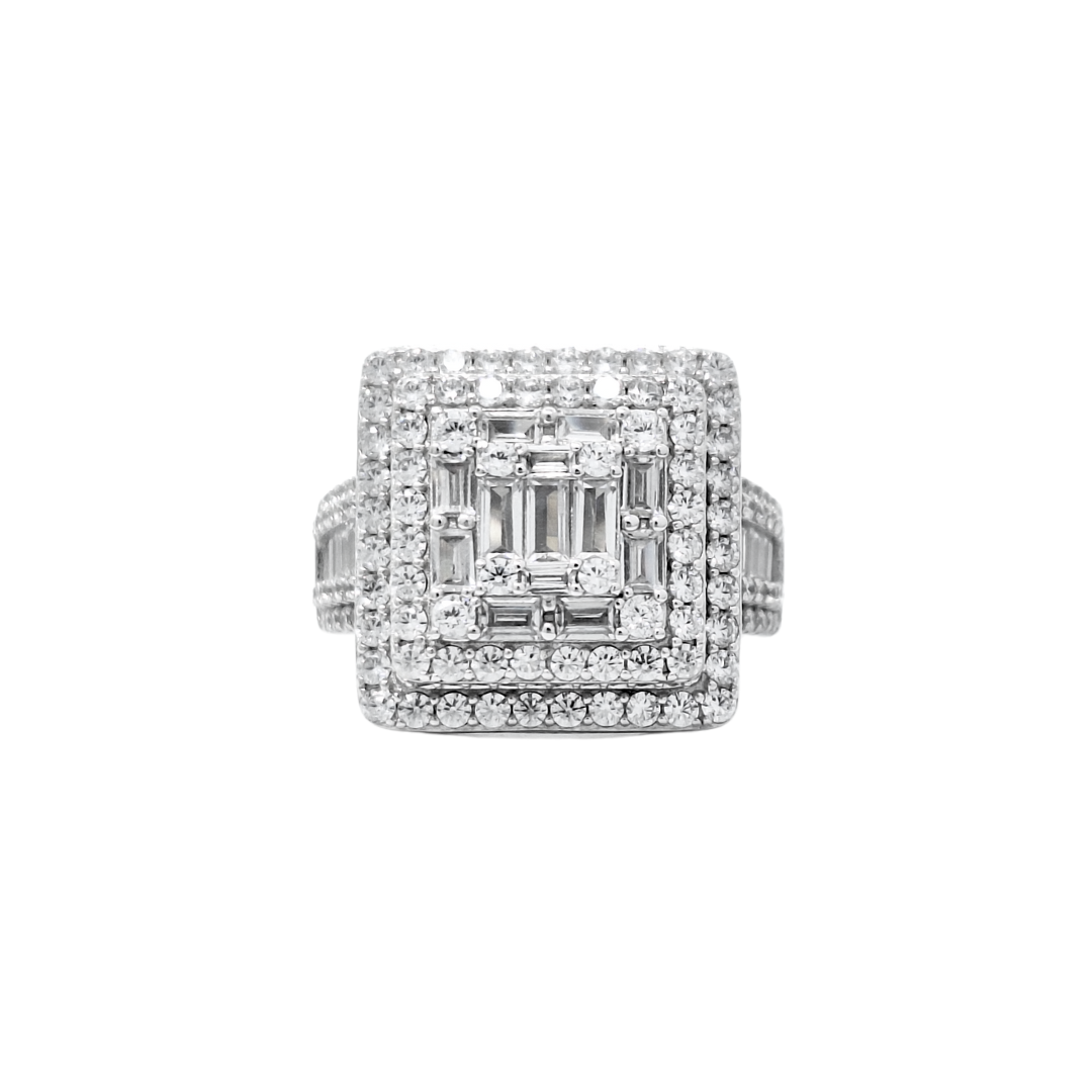 Silver Large Square CZ Ring