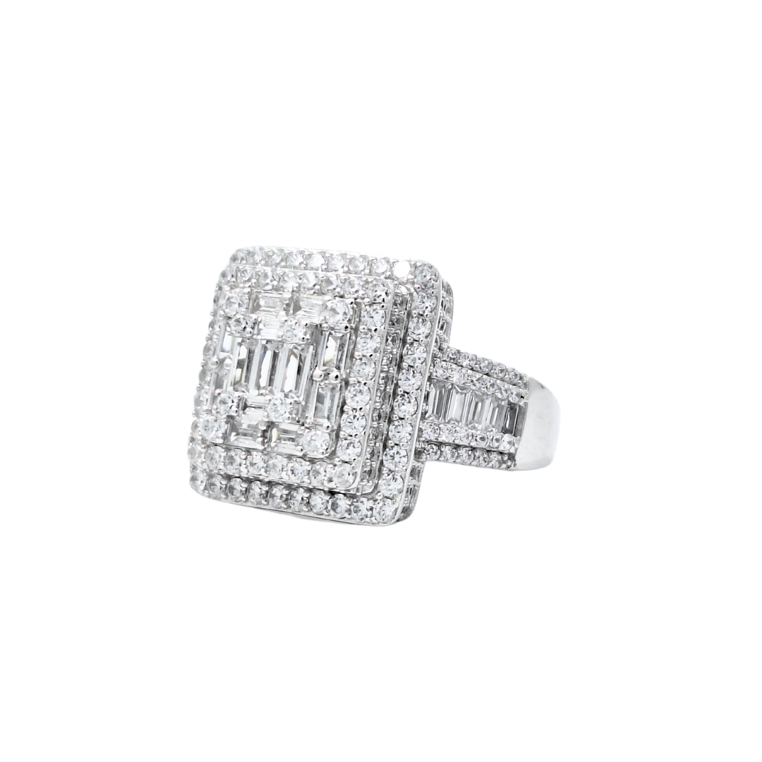 Silver Large Square CZ Ring