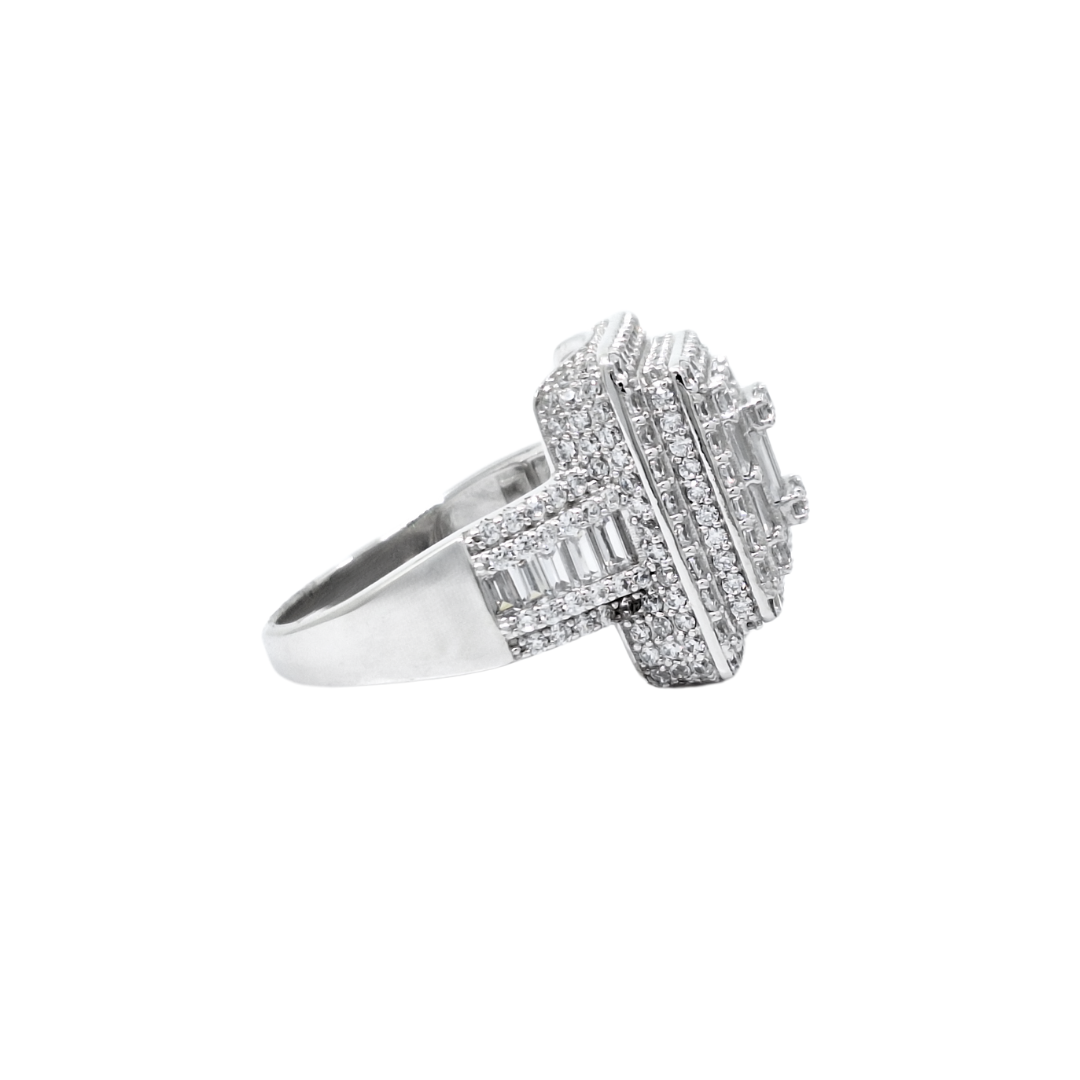 Silver Large Square CZ Ring