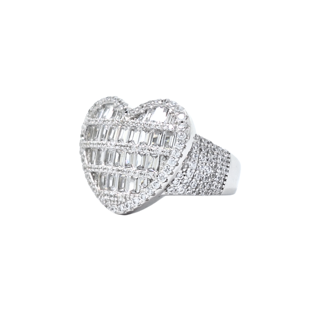 Silver CZ Heart Ring