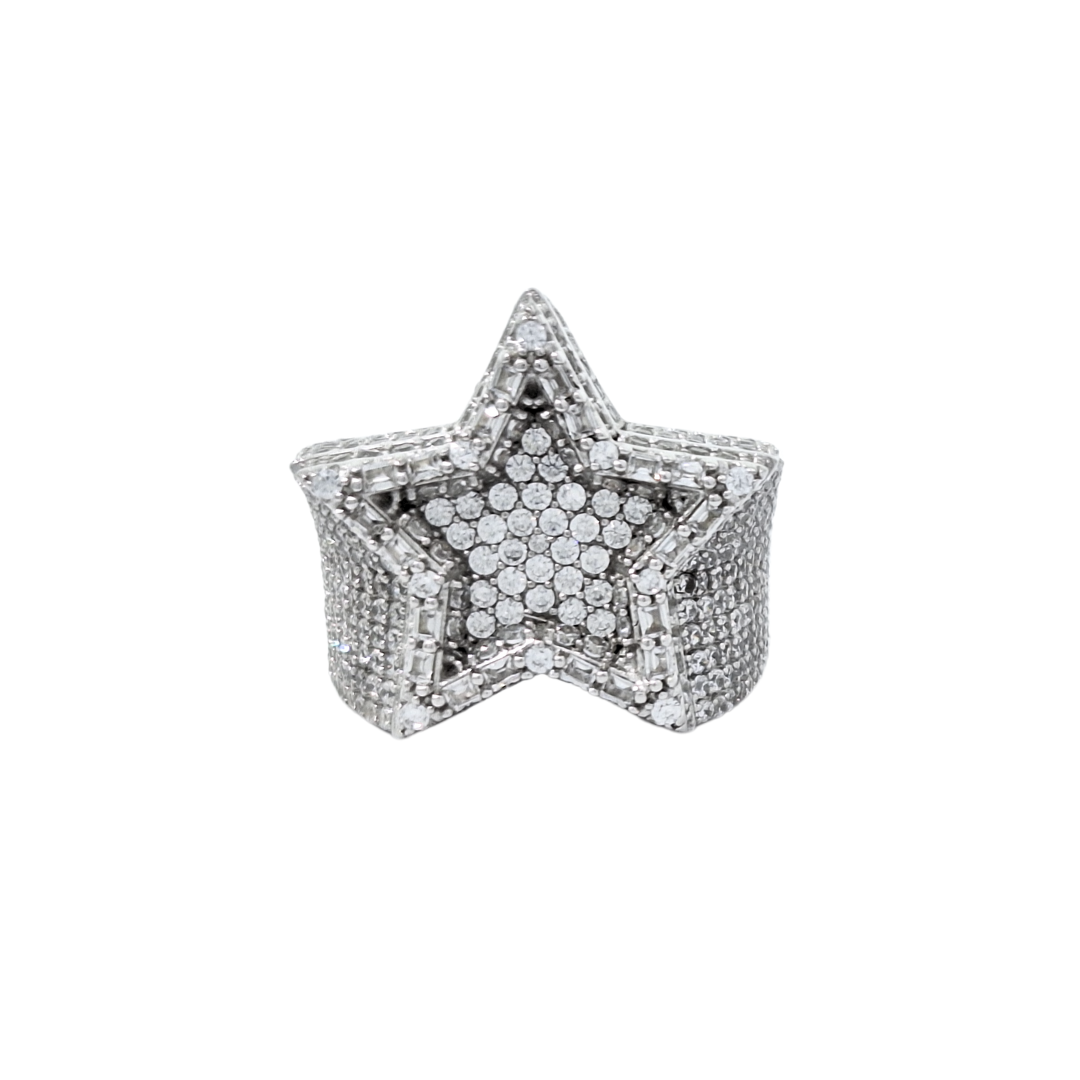 Silver CZ Star Ring