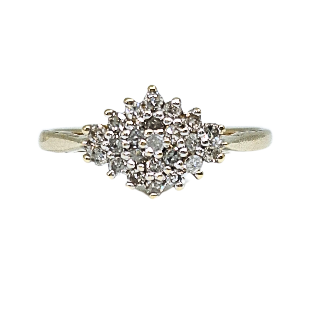 9ct Yellow Gold Diamond Cluster Ring
