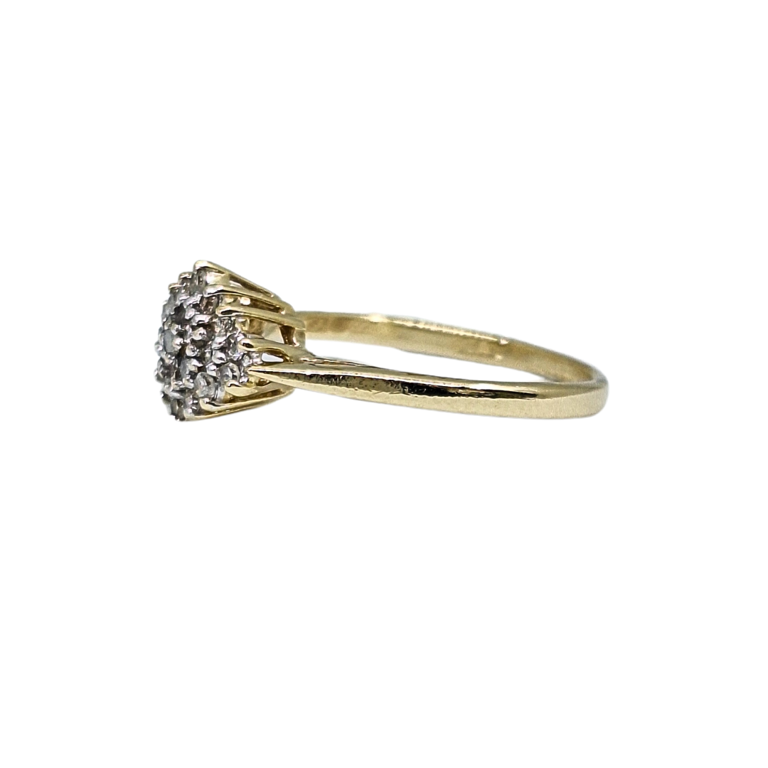 9ct Yellow Gold Diamond Cluster Ring