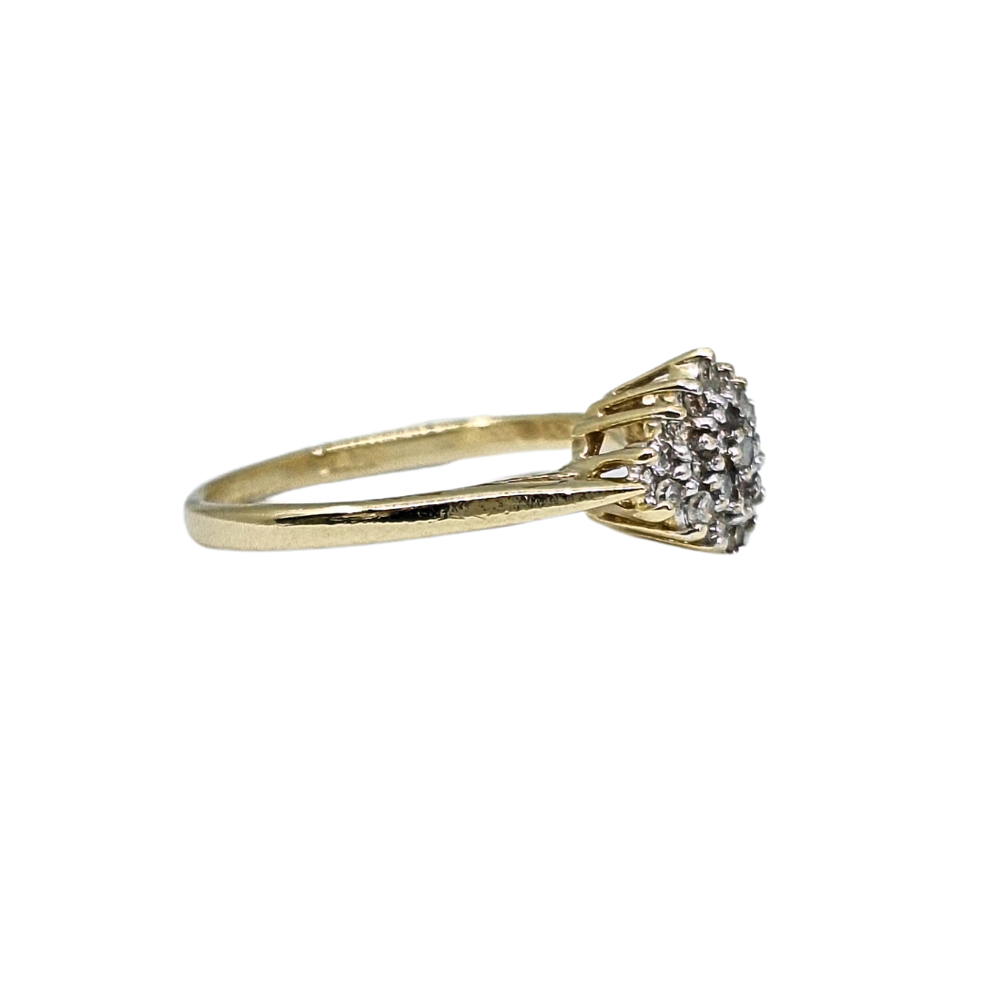 9ct Yellow Gold Diamond Cluster Ring