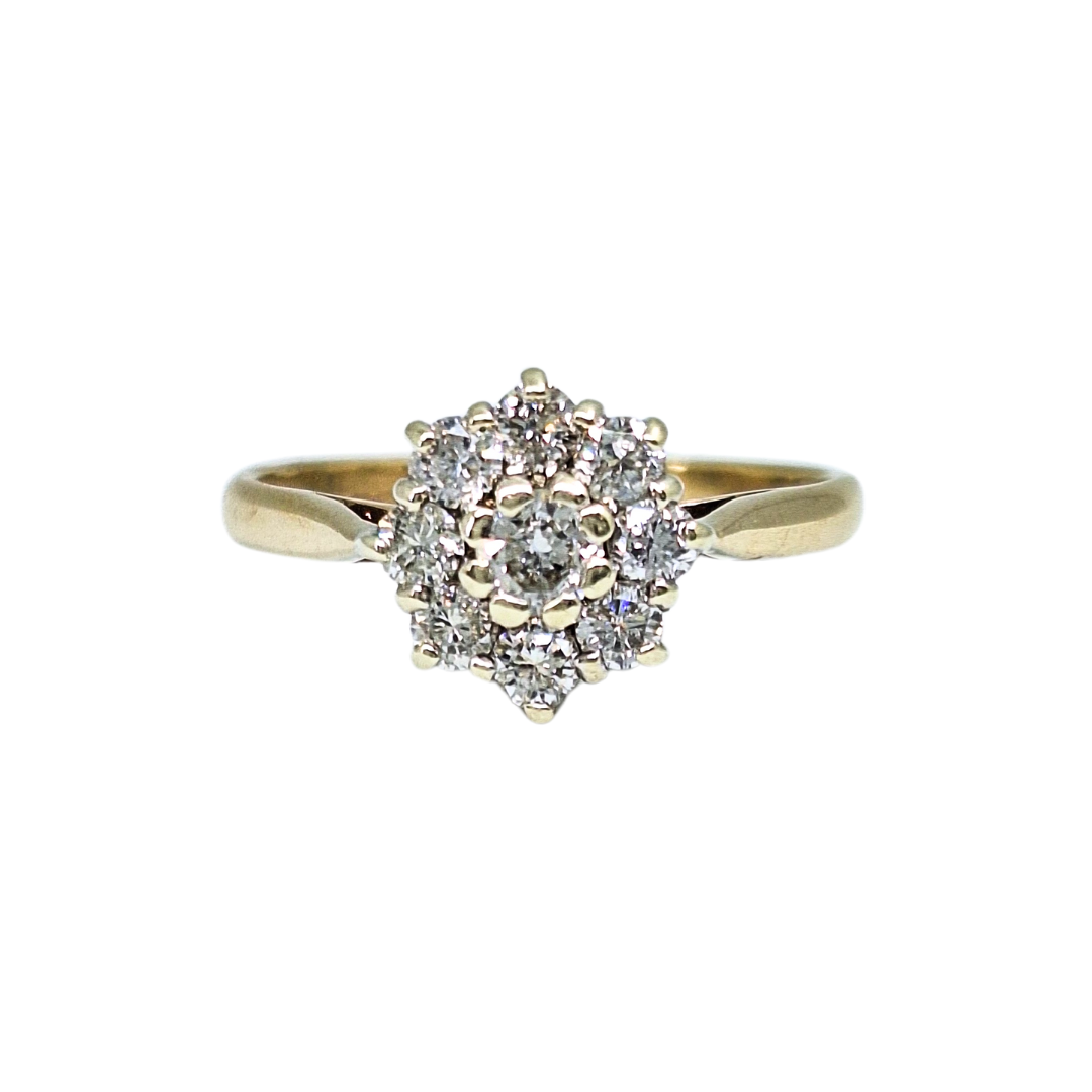 9ct Yellow Gold Diamond Cluster Ring