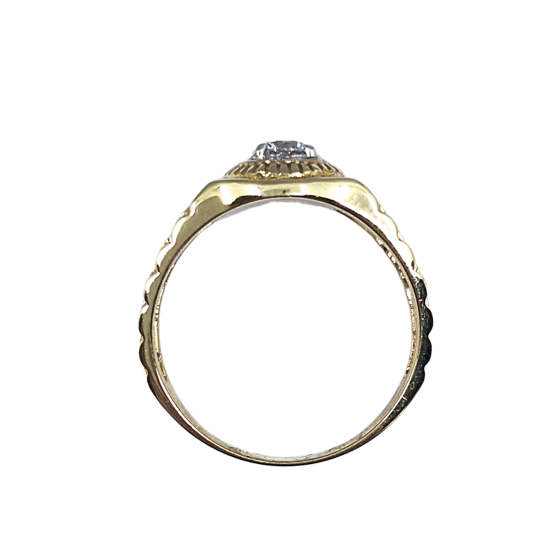9ct Yellow & White Gold Cubic Zirconia Rolex Style Ring