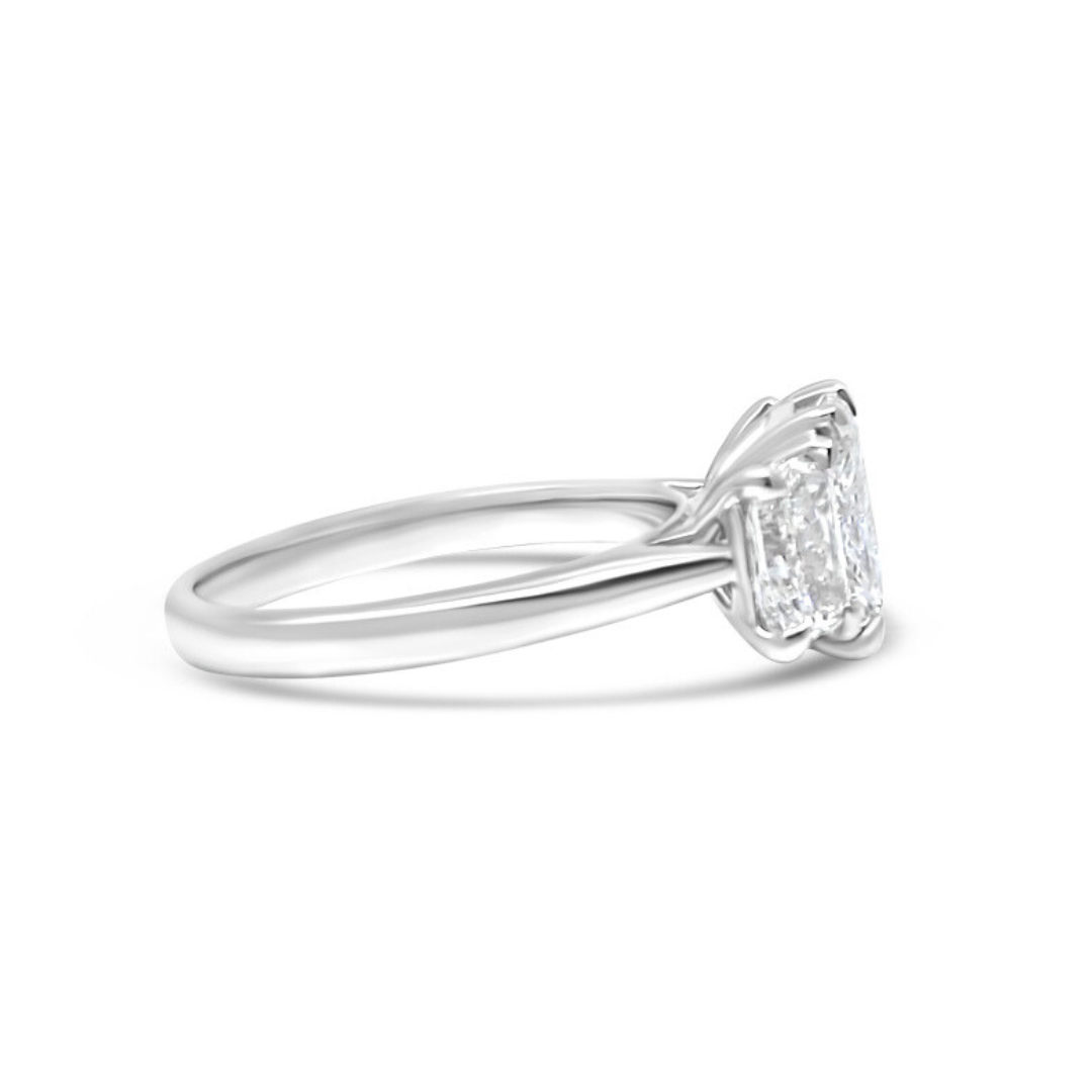Platinum Ethical Diamond Radiant Cut Three Stone Ring