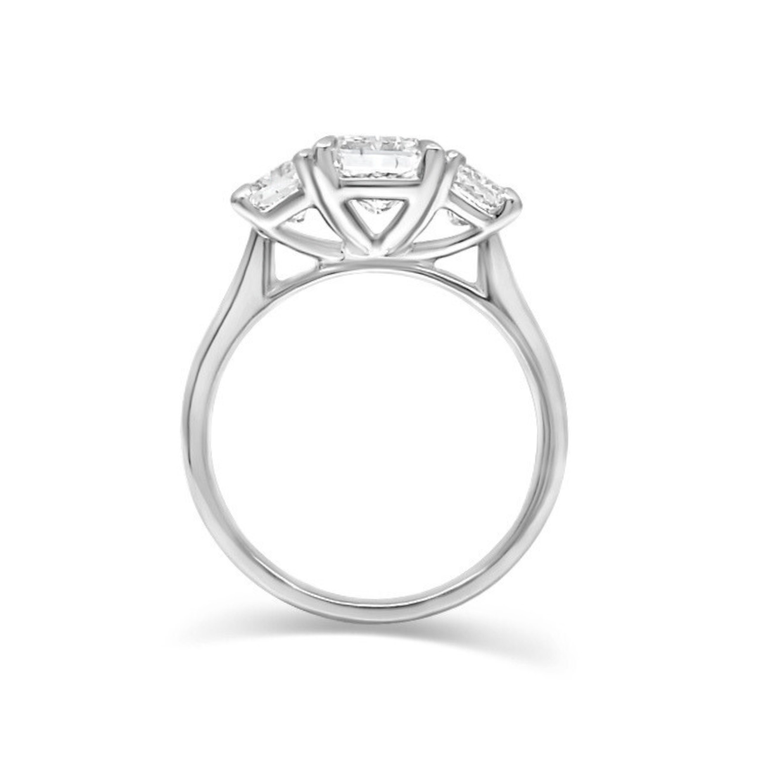 Platinum Ethical Diamond Radiant Cut Three Stone Ring