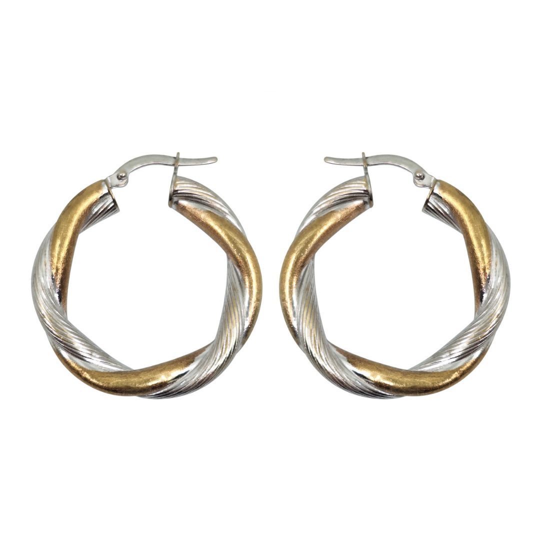9ct Two Colour Twist Hoop Earrings – blackwellonline