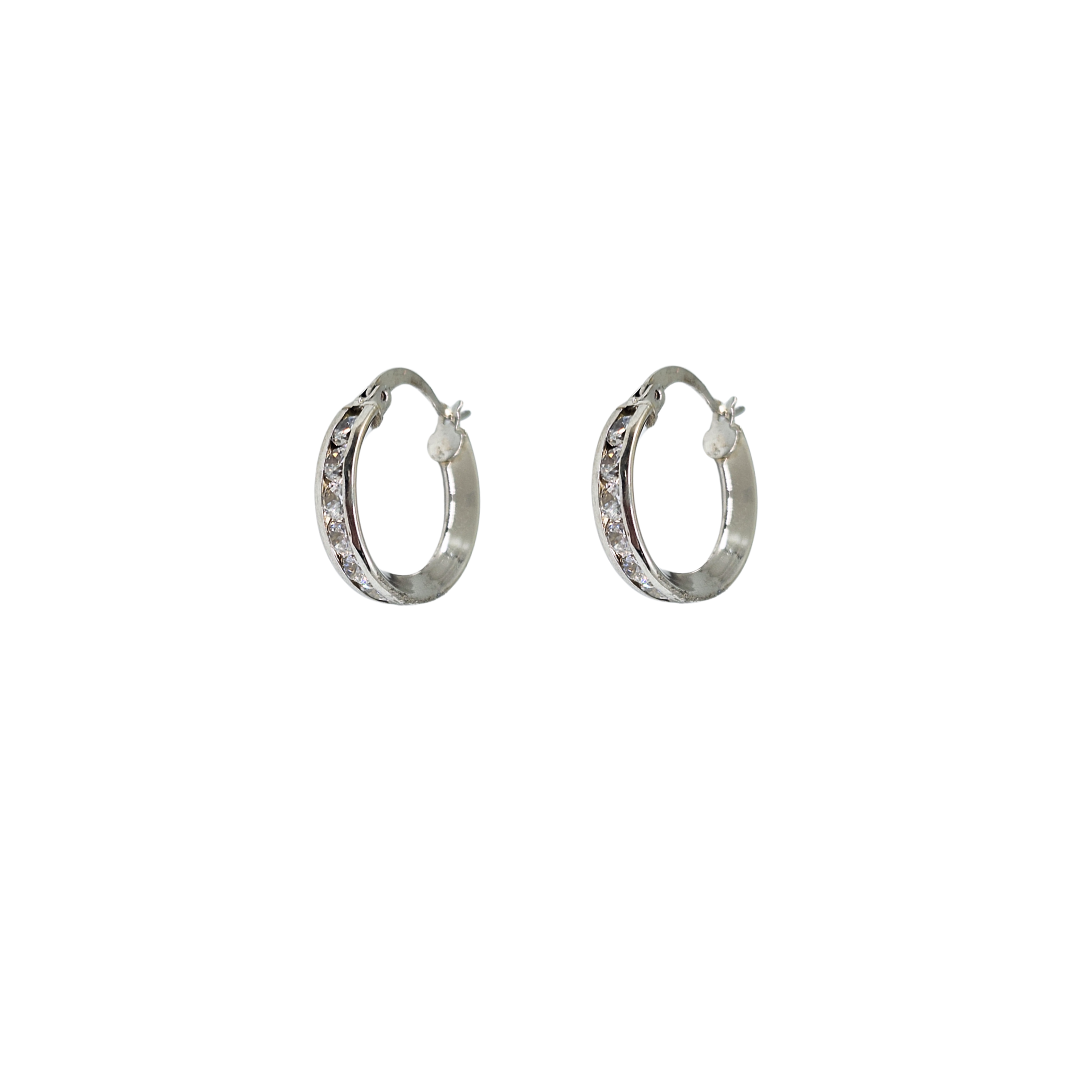 9ct White Gold Cubic Zirconia Hoop Earrings