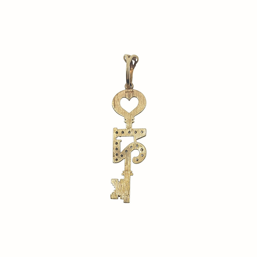 9ct Yellow Gold CZ 21 Key Pendant