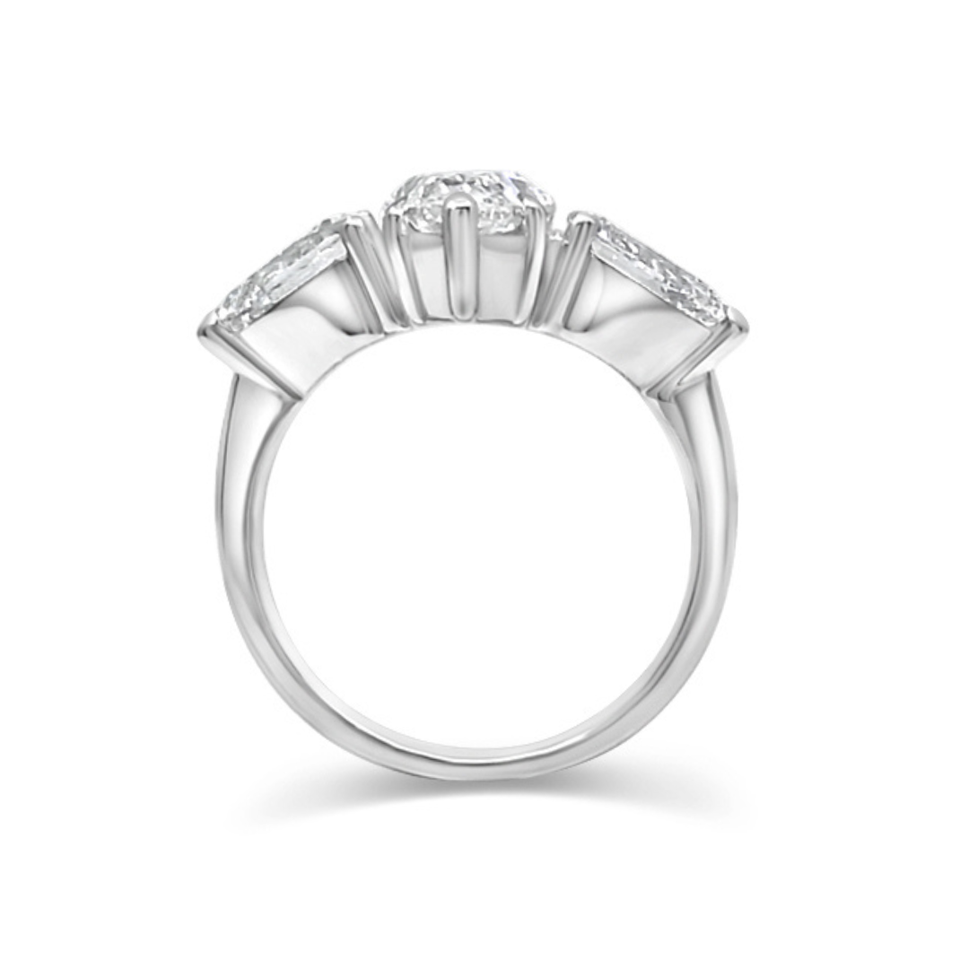 Platinum Ethical Diamond Marquise Cut Three Stone Ring