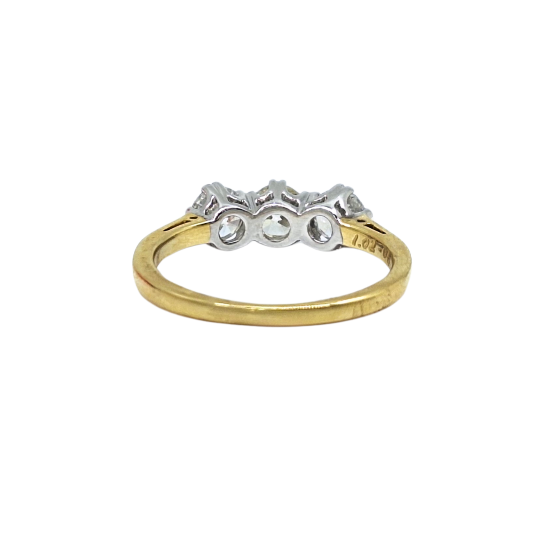 18ct Yellow Gold Three Stone Diamond Ring 1.08ct