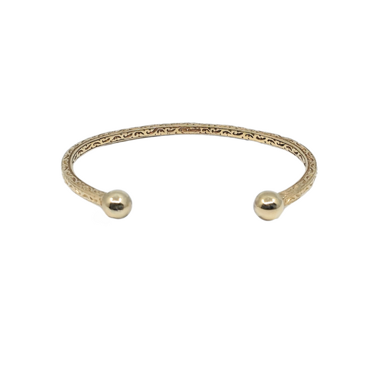 9ct Gold Patterned Torque Bangle
