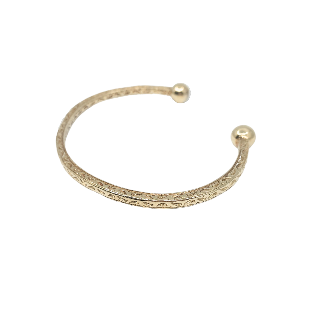 9ct Gold Patterned Torque Bangle
