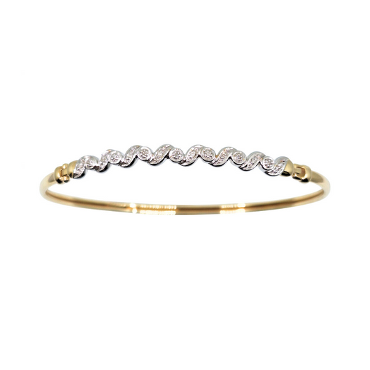 9ct Yellow Gold Diamond Bangle