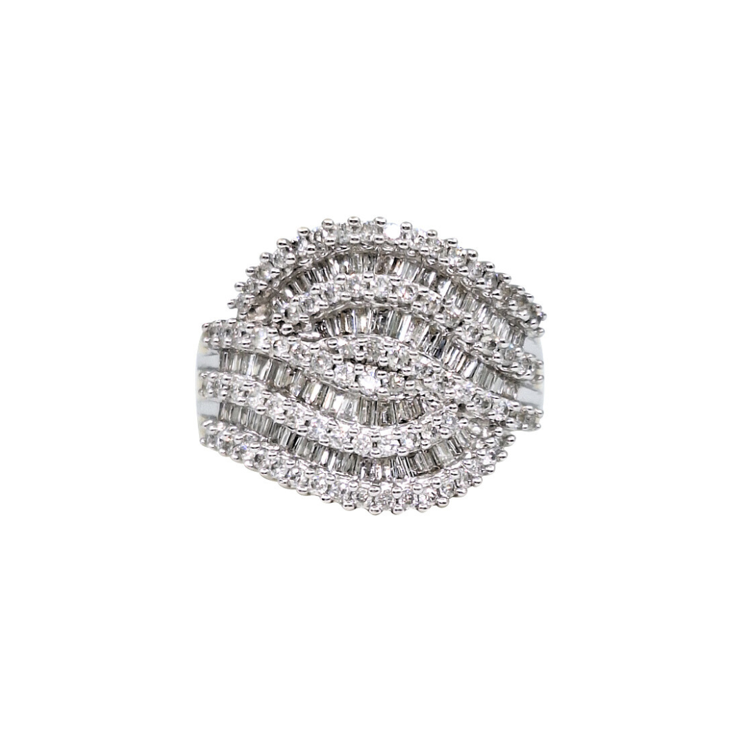 9ct Yellow Gold Diamond Wavy Band Ring