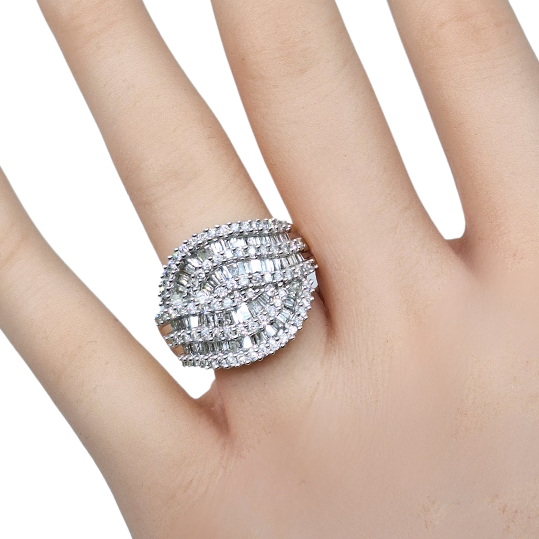 9ct Yellow Gold Diamond Wavy Band Ring