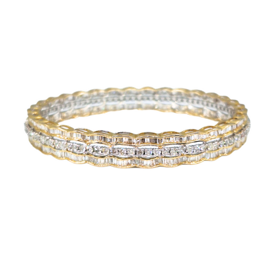 14ct Gold & Diamond Scalloped Slave Bangle