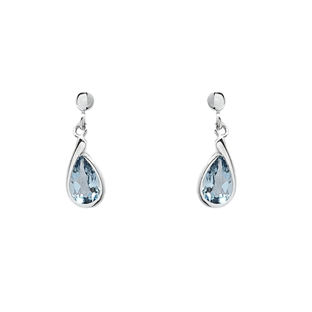 9ct White Gold Aquamarine Drop Earrings