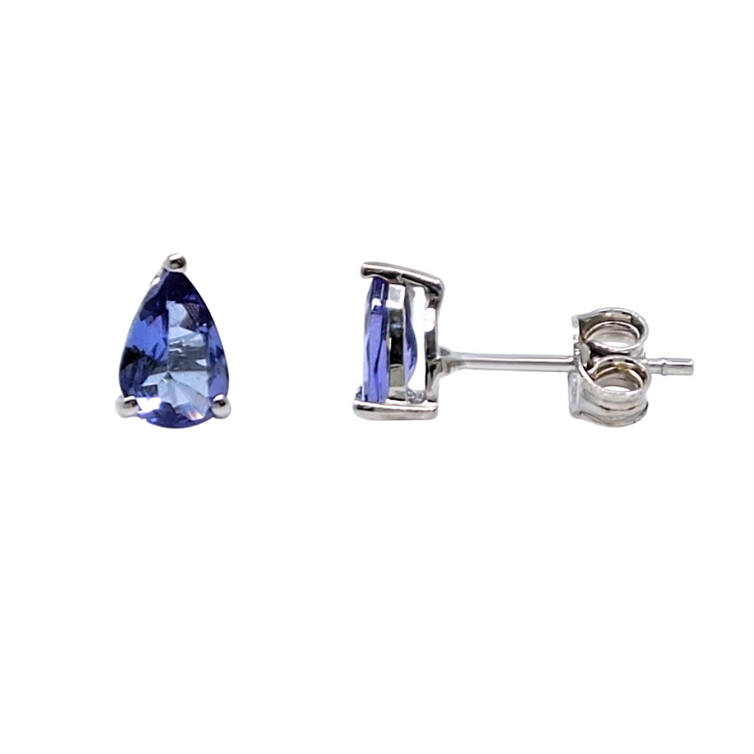 9ct White Gold Tanzanite Stud Earrings