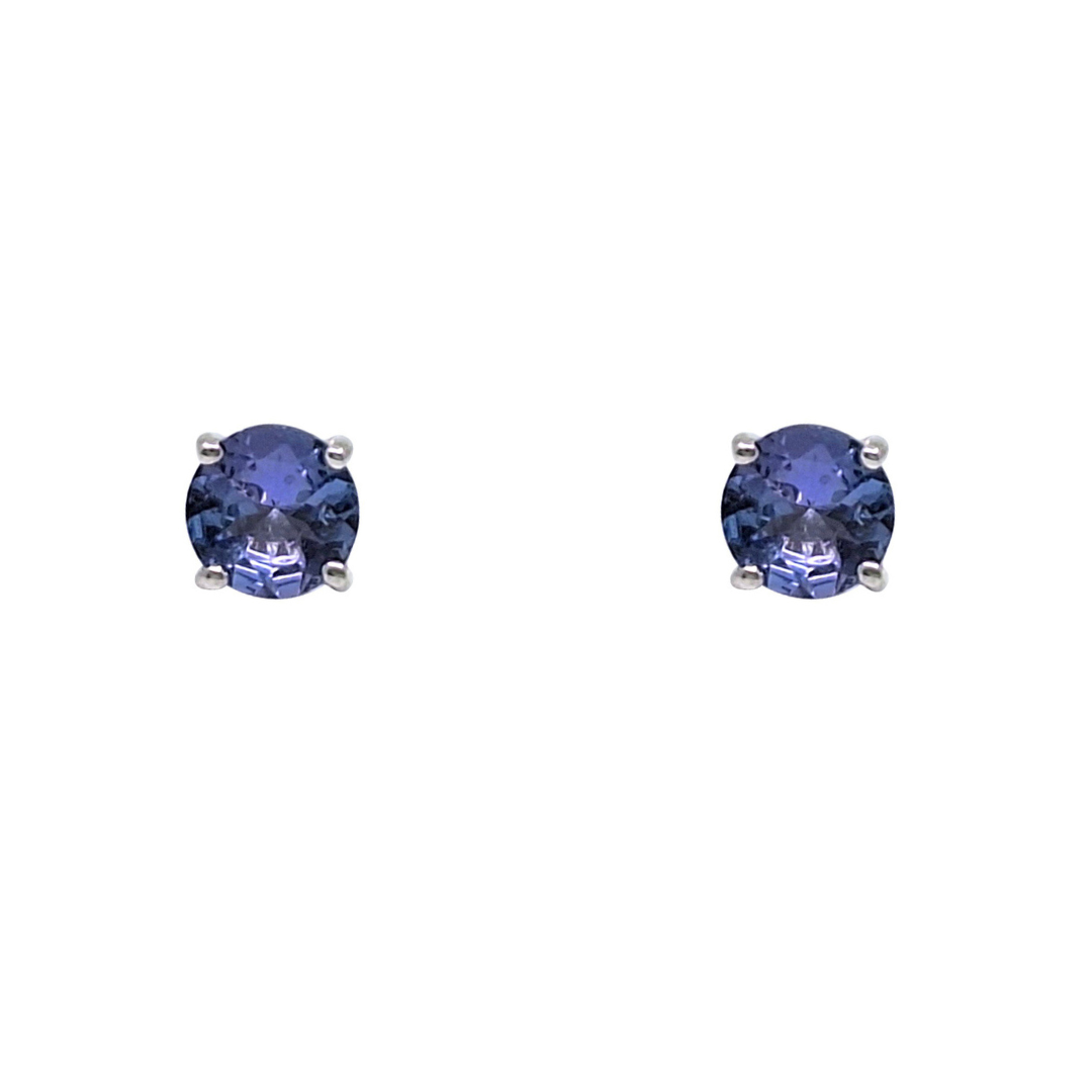 9ct White Gold Tanzanite Stud Earrings