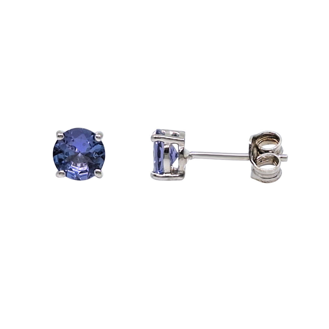 9ct White Gold Tanzanite Stud Earrings